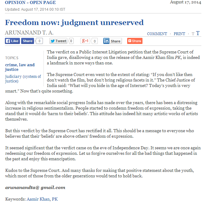 Freedom now  judgment unreserved   The Hindu